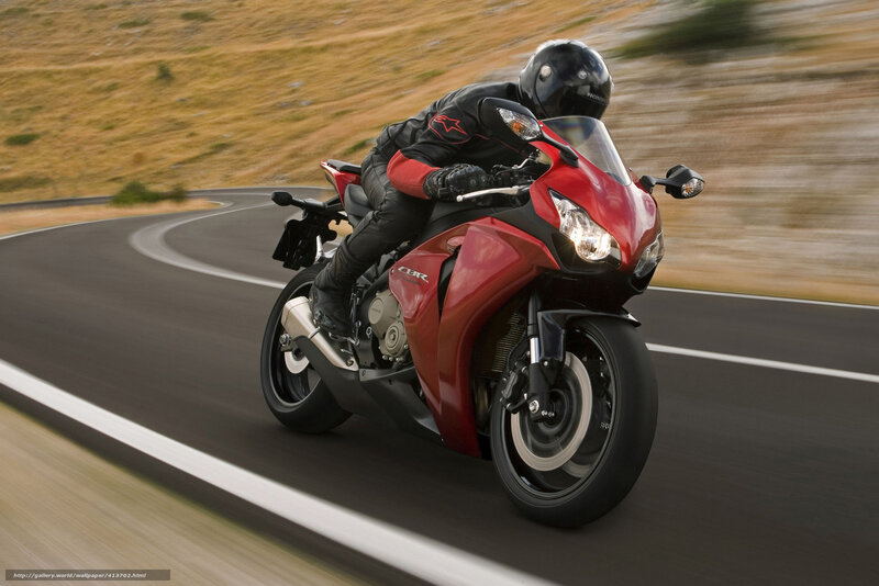 Motorcyclist on Red Bike — Dynamic, Photograph, Road, Helmet