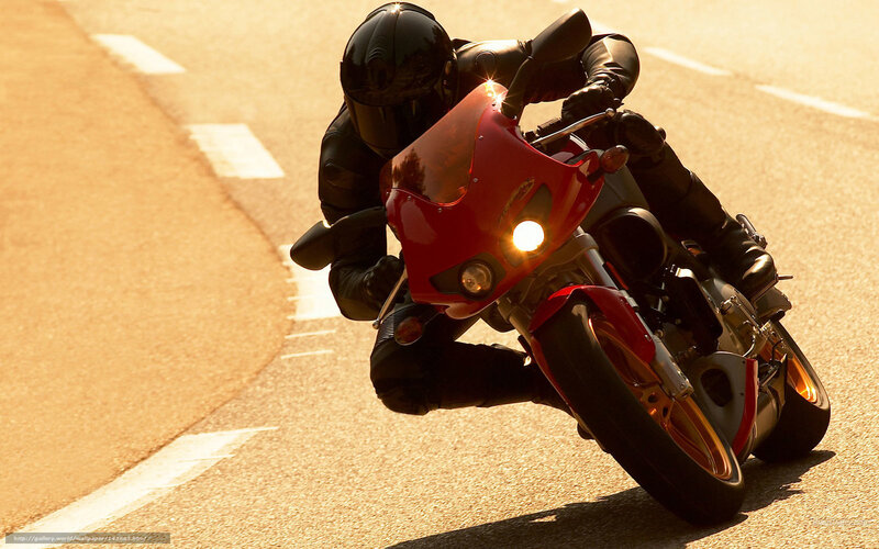 Motorcyclist on Red Bike — Dynamic, Sunset