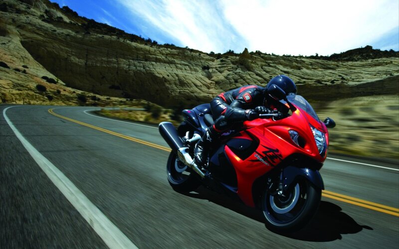 Motorcyclist on Red Bike — Dynamic
