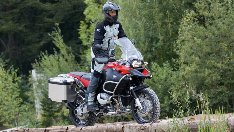 Motorcyclist on Red Bike — Outdoor