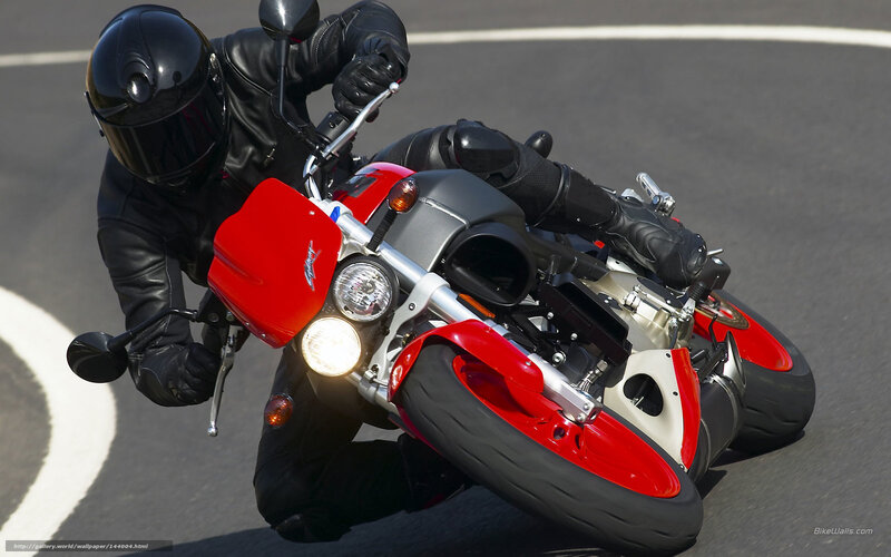 Motorcyclist on Red Motorcycle — Dynamic, Afternoon, Photograph