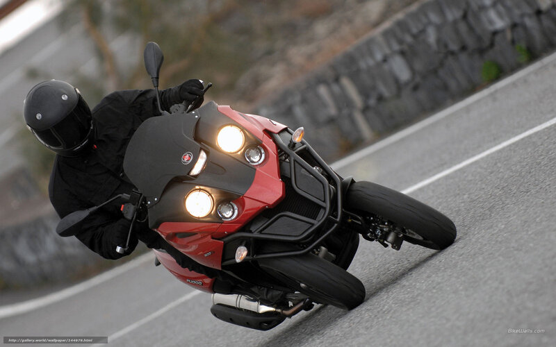 Motorcyclist on Red Motorcycle — Dynamic, Photograph