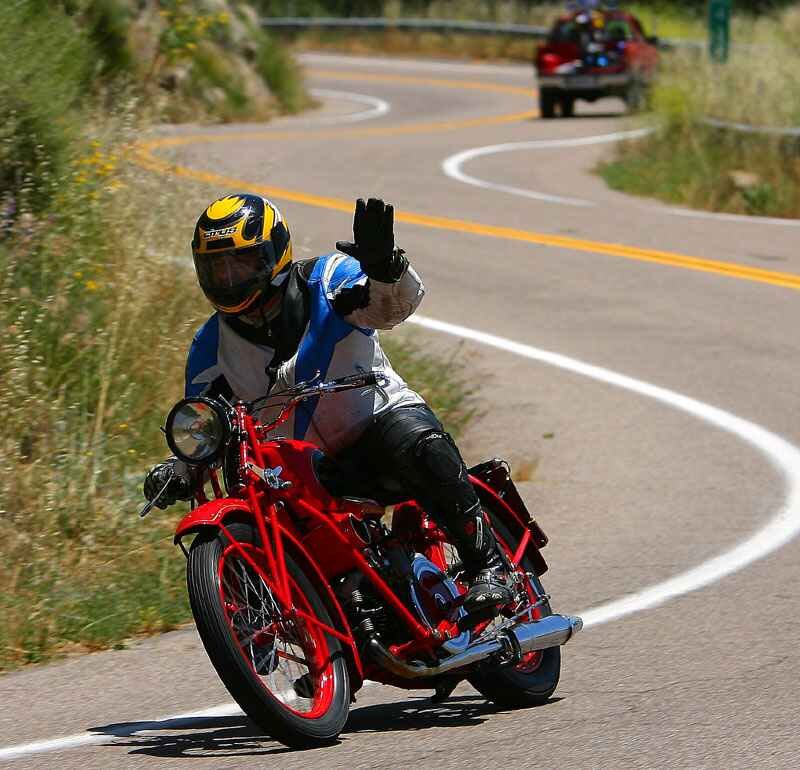 Motorcyclist on Red Motorcycle