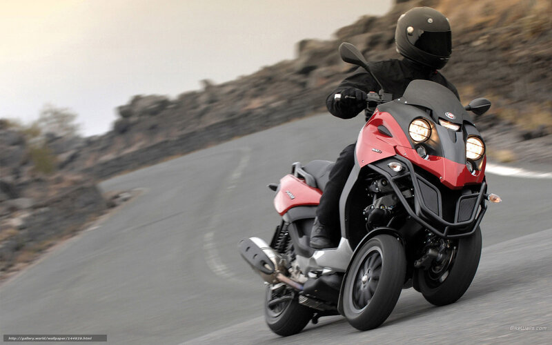 Motorcyclist on Red Scooter — Dynamic, Afternoon