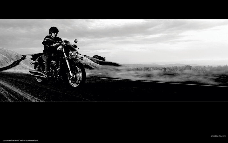 Motorcyclist on Road — Black, Dramatic, Afternoon, Photograph