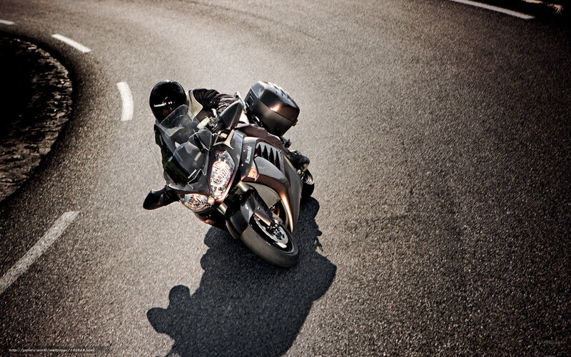 Motorcyclist on Road — Black, Dramatic, Afternoon