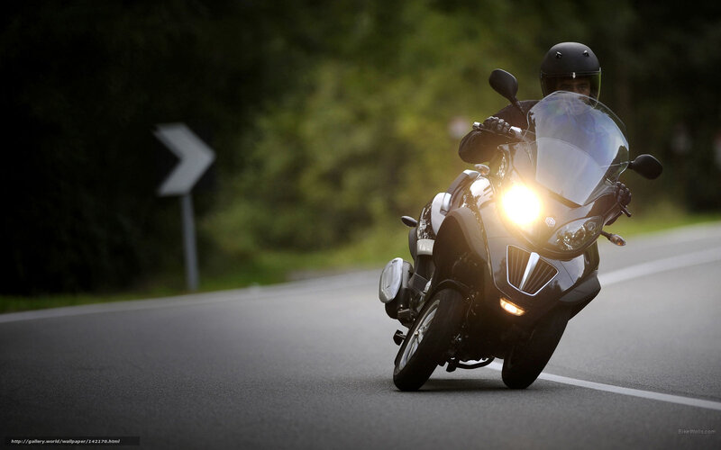 Motorcyclist on Road — Black, Dramatic, Night