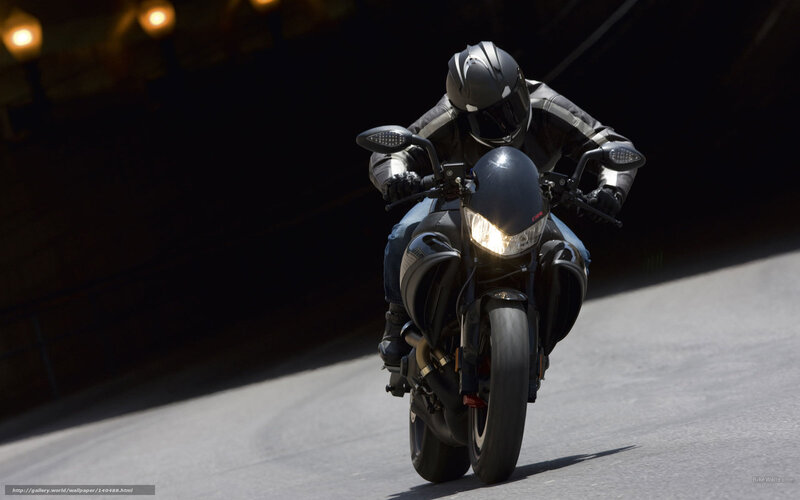 Motorcyclist on Road — Black, Dramatic