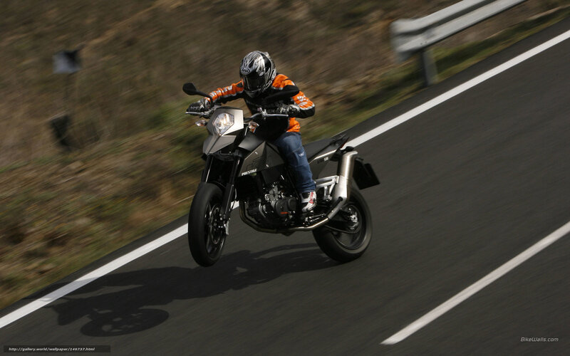 Motorcyclist on Road — Black, Dynamic, Afternoon, Photograph, Guardrail, Hillside