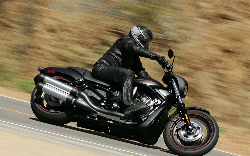 Motorcyclist on Road — Black, Dynamic, Afternoon, Photograph, Helmet, Leather Gear, Silver