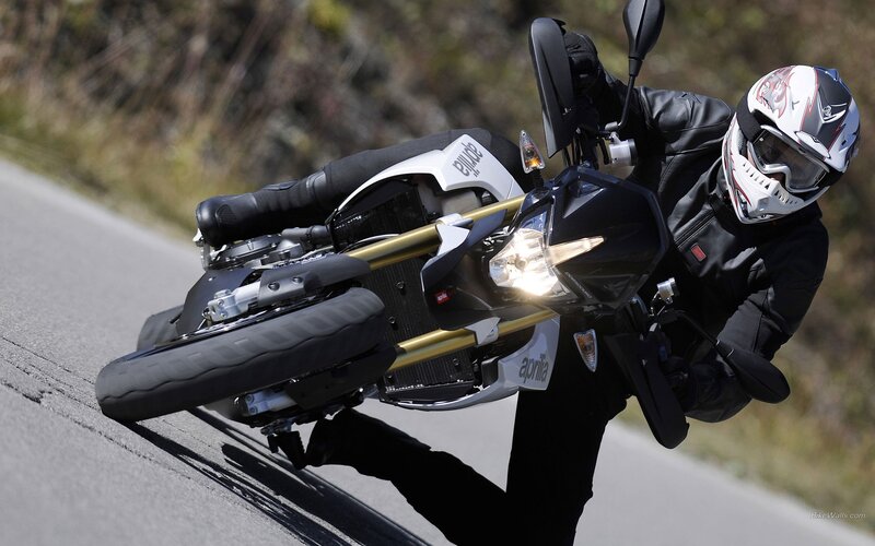 Motorcyclist on Road — Black, Dynamic, Afternoon, Photograph, Helmet, Motorcycle, White