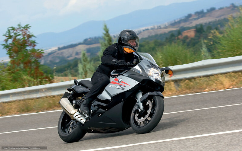 Motorcyclist on Road — Black, Dynamic, Afternoon, Photograph, Mountains, Guardrail