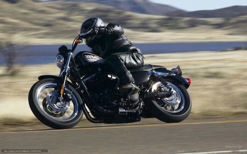 Motorcyclist on Road — Black, Dynamic, Afternoon, Photograph, Mountains, Lake