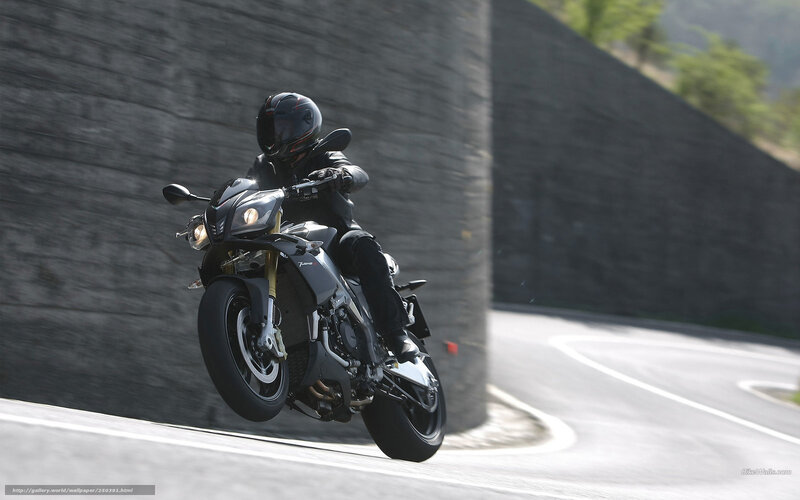 Motorcyclist on Road — Black, Dynamic, Afternoon, Photograph, Wall