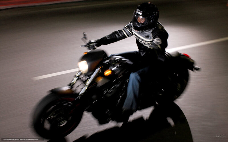 Motorcyclist on Road — Black, Dynamic, Night, Photograph