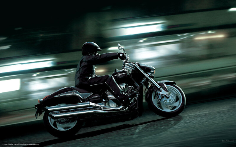 Motorcyclist on Road — Black, Dynamic, Night