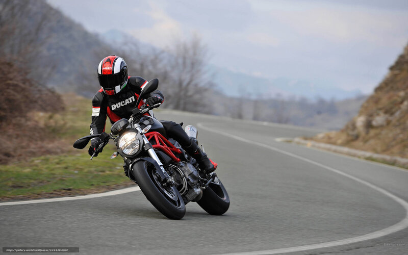 Motorcyclist on Road — Black, Dynamic, Photograph, Mountain