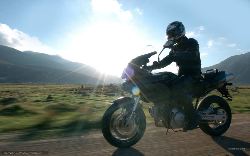 Motorcyclist on Road — Blue, Dramatic