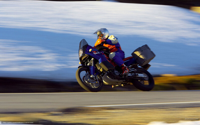 Motorcyclist on Road — Blue, Dynamic, Afternoon, Photograph, Helmet, Bag