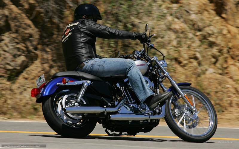 Motorcyclist on Road — Blue, Dynamic, Afternoon, Photograph, Helmet, Leather Jacket, Jeans