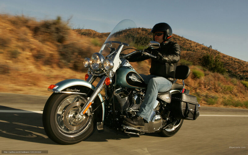 Motorcyclist on Road — Blue, Dynamic, Afternoon, Photograph, Helmet, Saddlebags