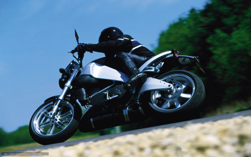 Motorcyclist on Road — Blue, Dynamic, Afternoon, Photograph