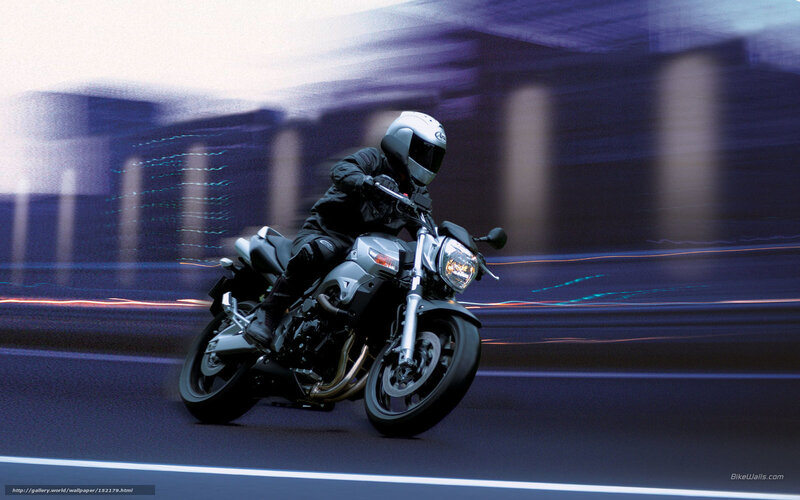 Motorcyclist on Road — Blue, Dynamic, Night