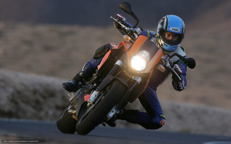 Motorcyclist on Road — Blue, Dynamic, Sunset