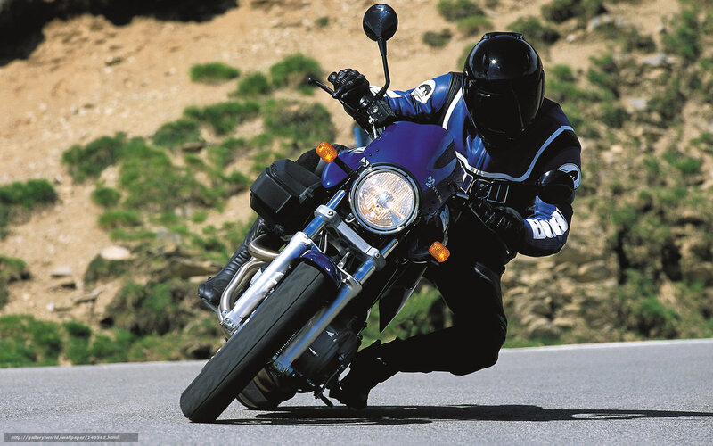 Motorcyclist on Road — Blue, Dynamic