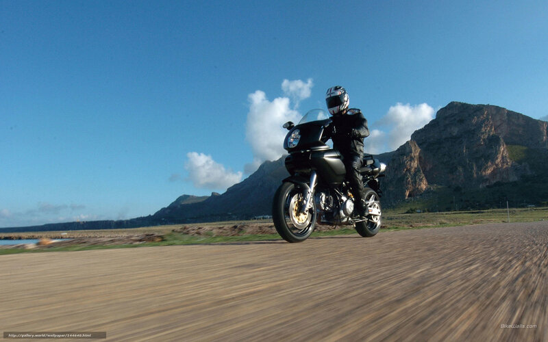 Motorcyclist on Road — Blue, Open, Afternoon