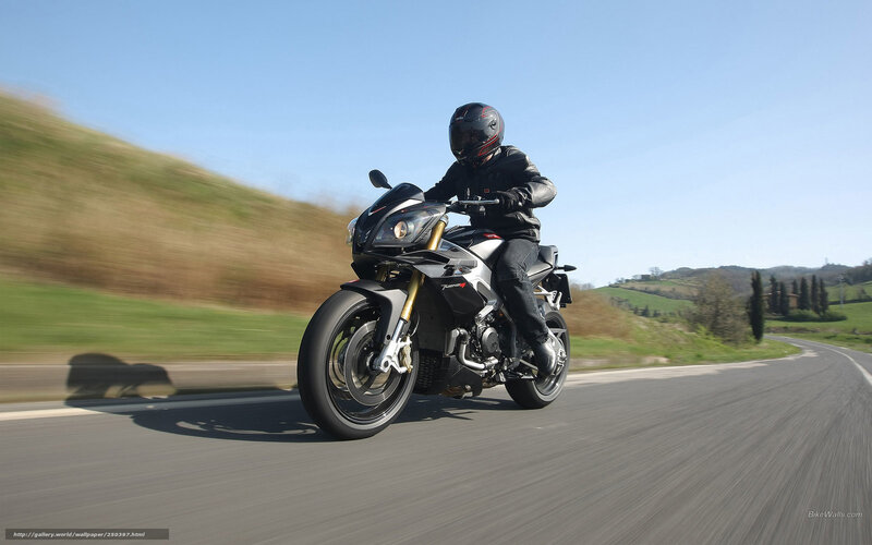 Motorcyclist on Road — Gray, Dynamic, Afternoon, Photograph, Hills, Sky