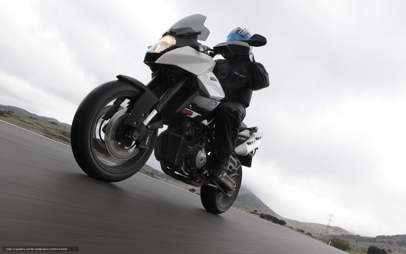 Motorcyclist on Road — Gray, Dynamic, Photograph
