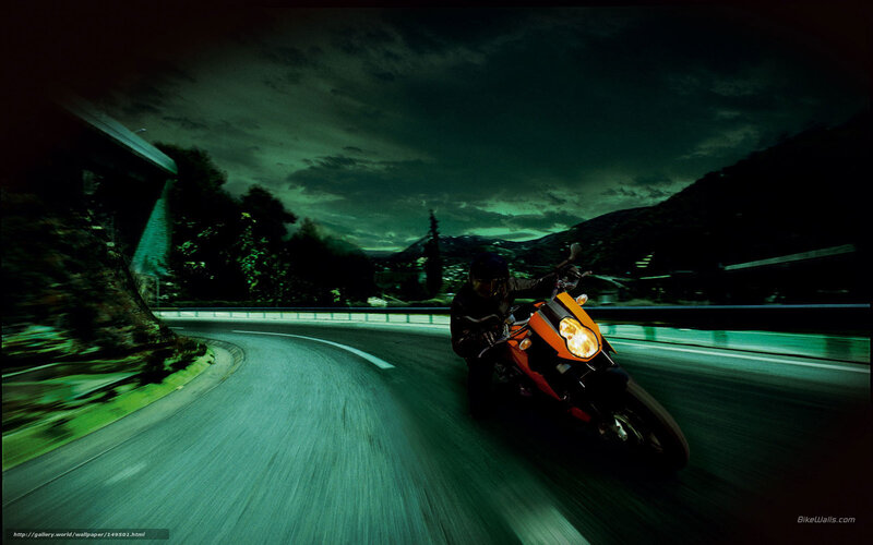 Motorcyclist on Road — Green, Dramatic