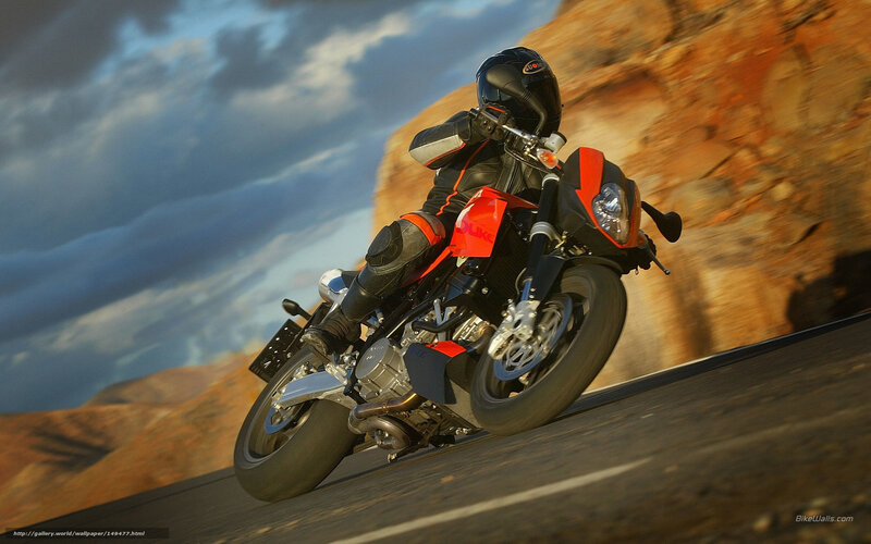 Motorcyclist on Road — Orange, Dramatic