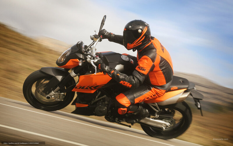 Motorcyclist on Road — Orange, Dynamic, Afternoon, Photograph