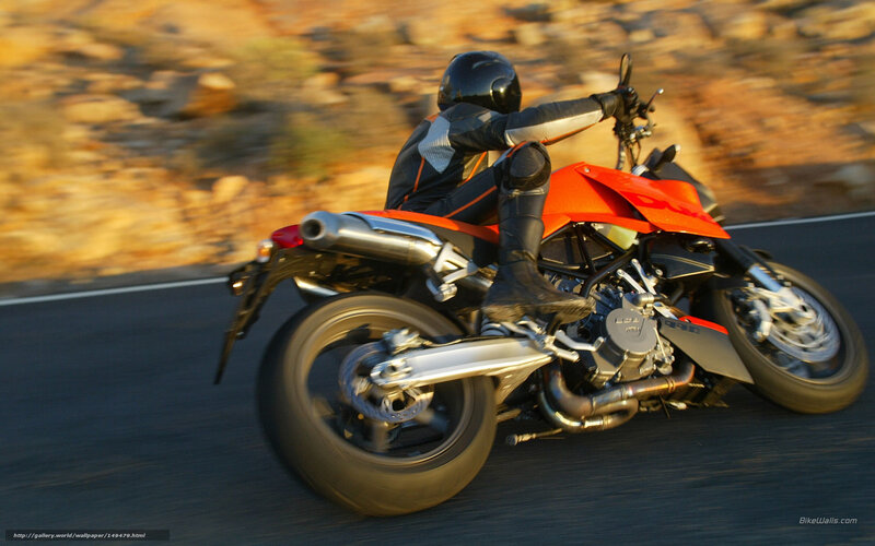 Motorcyclist on Road — Orange, Dynamic, Sunset