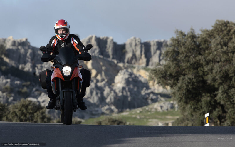 Motorcyclist on Road — Orange, Outdoor