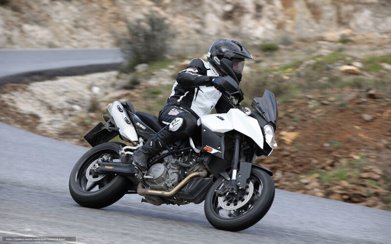 Motorcyclist on Road — White, Dynamic, Afternoon, Photograph, Hillside
