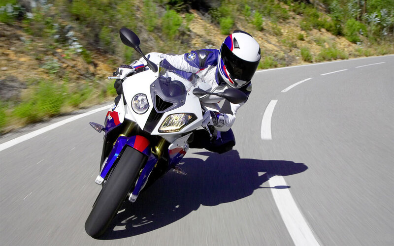 Motorcyclist on Road — White, Dynamic