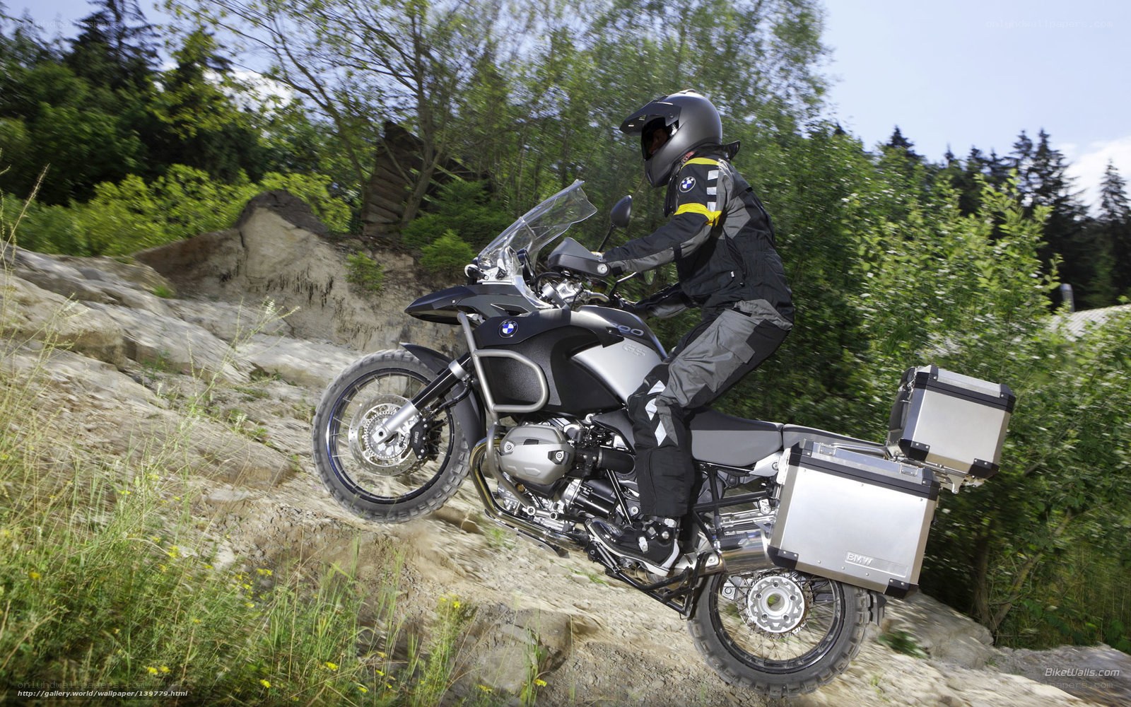 Motorcyclist on rocky terrain