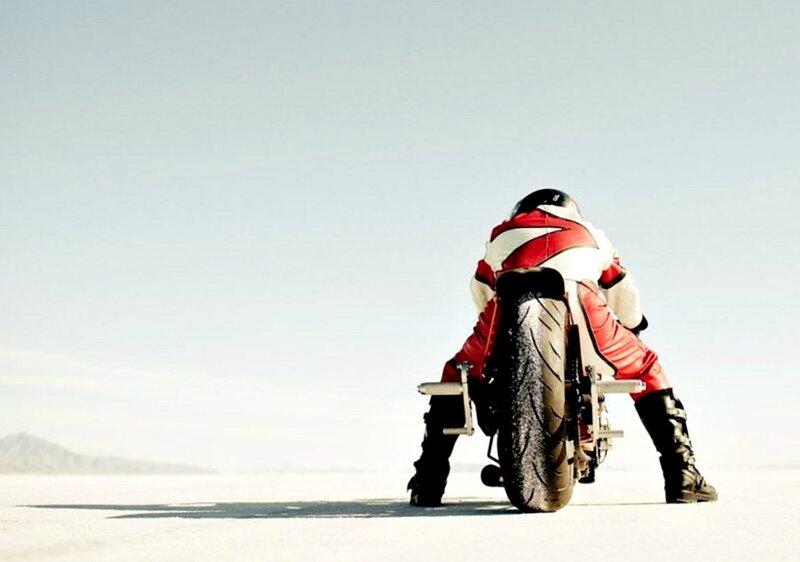Motorcyclist on Salt Flat