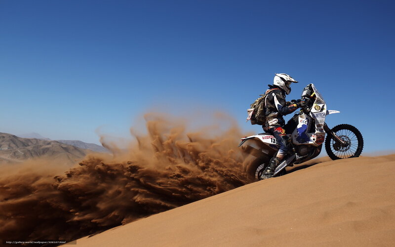 Motorcyclist on Sand Dune — Blue