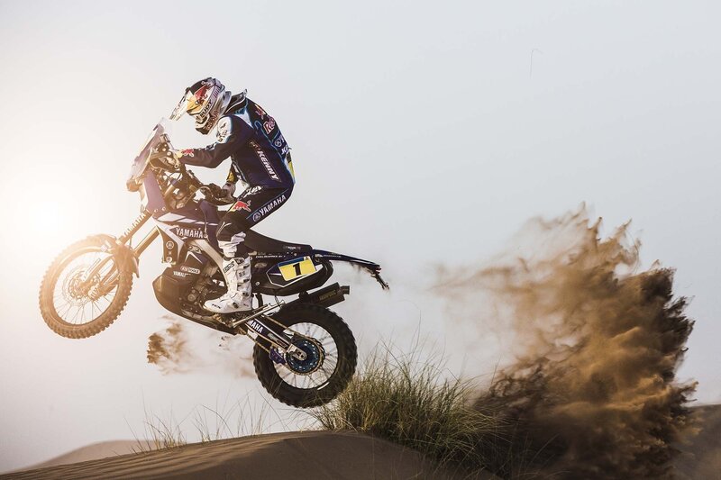 Motorcyclist on Sand Dune — Brown
