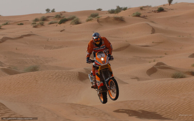 Motorcyclist on Sand Dune — Orange