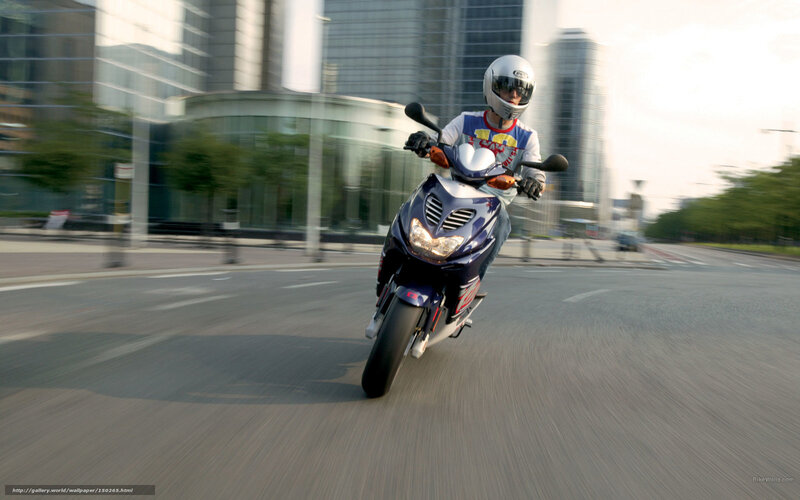 Motorcyclist on Scooter — Blue