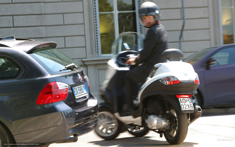 Motorcyclist on Scooter — Gray