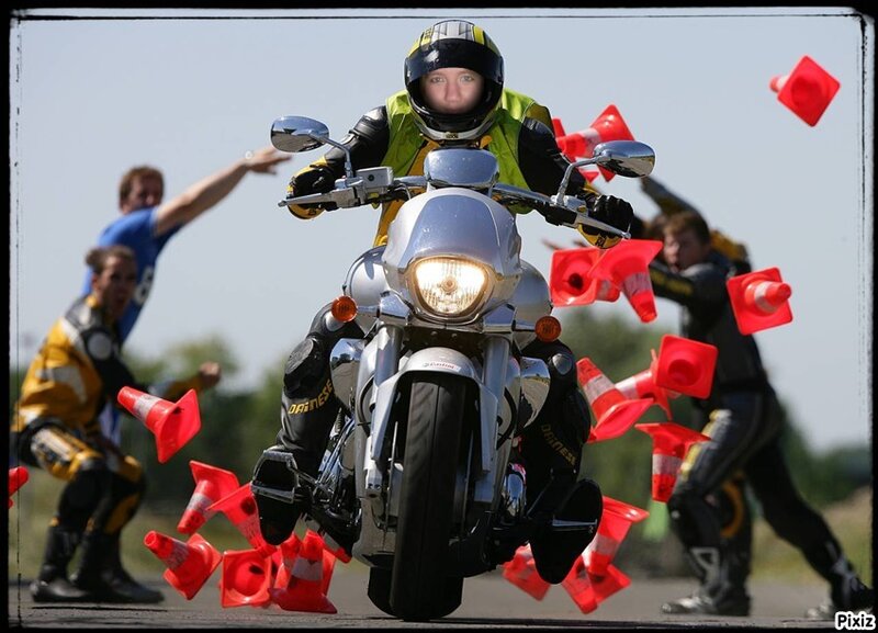 Motorcyclist on Silver Bike