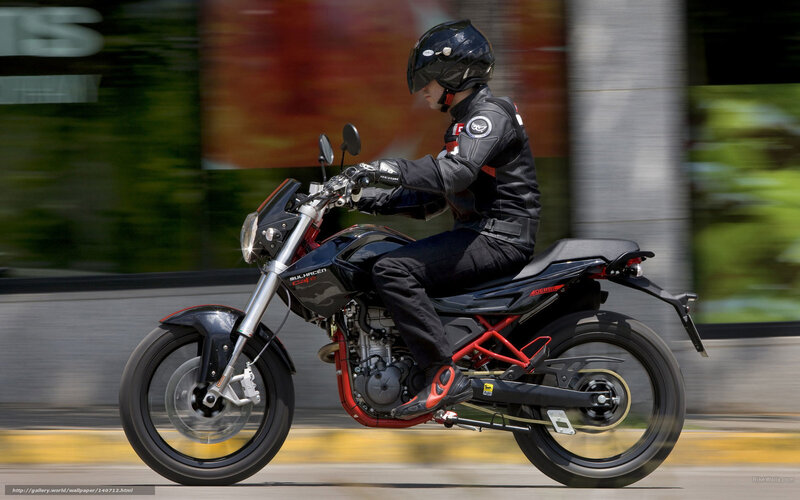 Motorcyclist on Street — Black, Dynamic, Afternoon