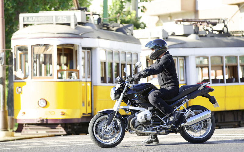 Motorcyclist on Street — Black