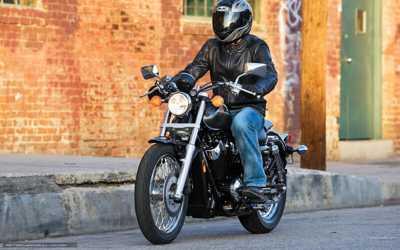 Motorcyclist on Street — Black, Urban, Afternoon, Photograph